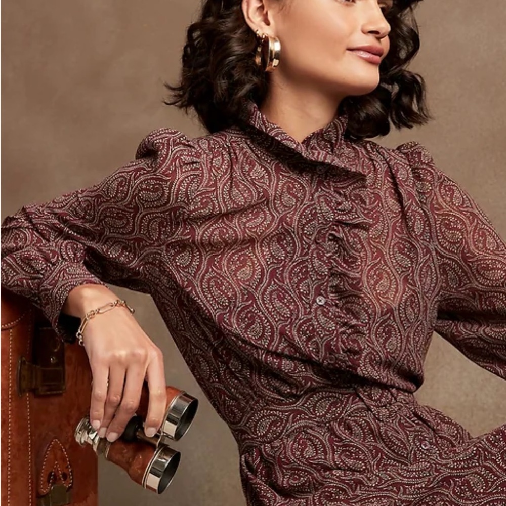 Banana Republic Red Long Sleeve Sundress for Work